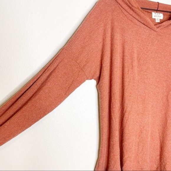 NEW PST Project Social T Rust Wren Long Sleeve Cozy Rib Knit Hoodie XL - Picture 6 of 11